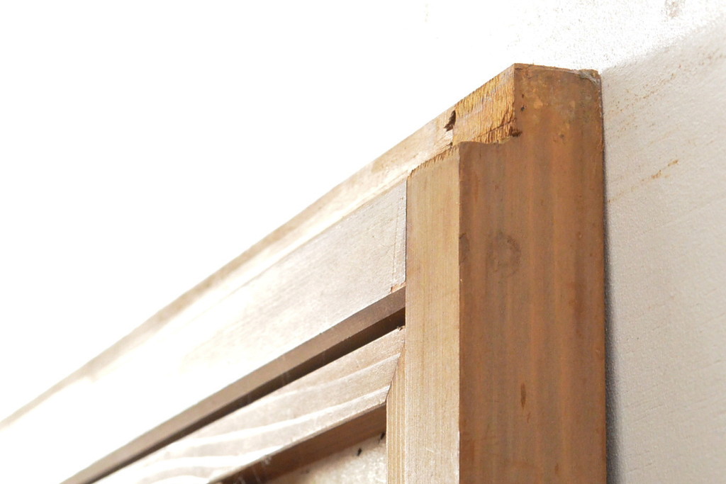アンティーク建具　昭和初期　高級品!　幅狭タイプ　和の雰囲気を高める裏障子付き格子戸4枚セット(帯ガラス戸、引き戸、障子戸、建具)(R-059288)