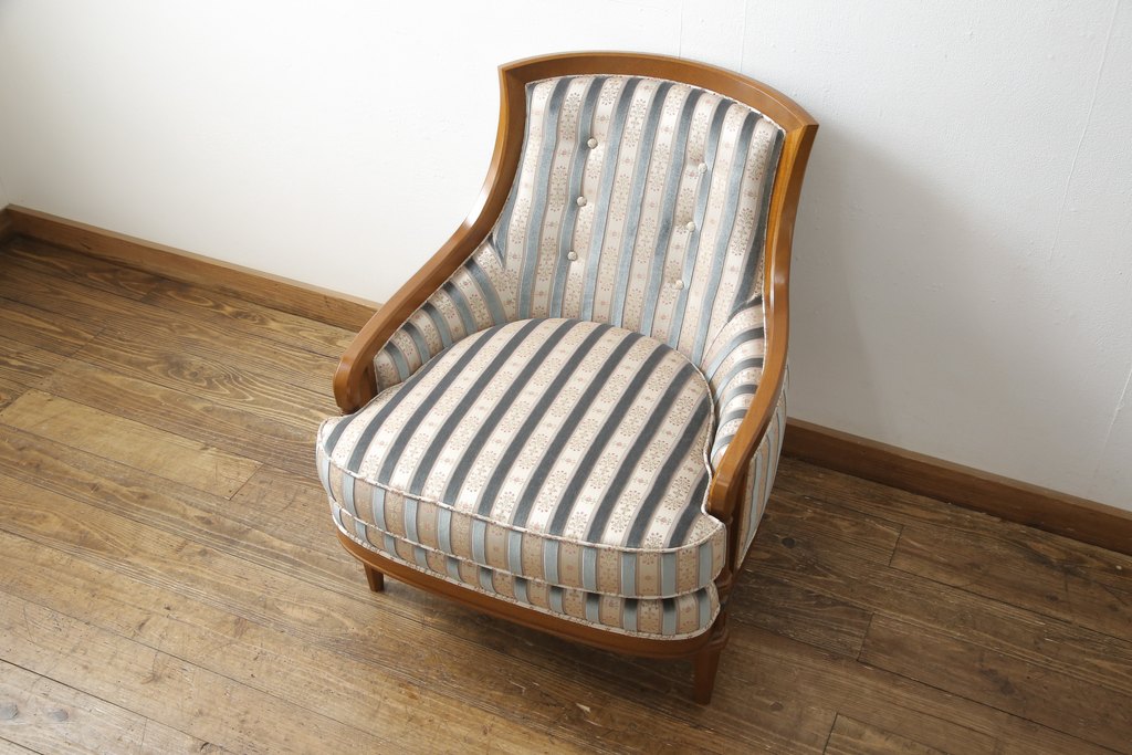 中古　美品　DREXEL HERITAGE(ドレクセルヘリテイジ)　Upholstery(アップホルスタリー)　ワンランク上の上質なお部屋作りにぴったりの1人掛けソファ(アームチェア、一人掛けソファ)(R-054980)