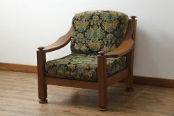 ヴィンテージ家具　ERCOL(アーコール)　艶やかなカラーが目を引くスツール(オットマン)付きビンテージ二人掛けソファ(アームソファ)(R-050062)