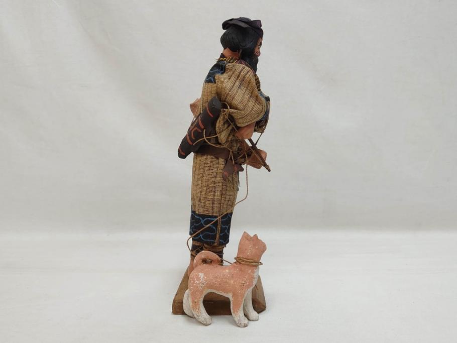 昭和レトロ　昭和30年代　アイヌ風俗土人形4体セット(民族工芸、置物、土産品、郷土玩具、民芸品、伝統工芸)(R-074602)