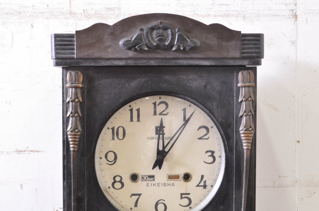 和製アンティーク　EIKEISHA(栄計舎)　30DAY　HIGH CLASS SUPER　昭和レトロ　昔懐かしい雰囲気の掛け時計(柱時計、古時計、振り子時計)(R-072449)