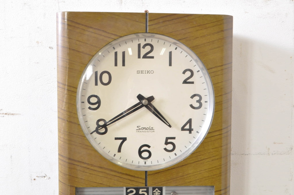 和製アンティーク　SEIKO　Sonola(セイコー・ソノーラ)　TRANSISTOR(トランジスタ)　昭和レトロ　昔懐かしい雰囲気の掛け時計(柱時計、古時計、振り子時計、トランジスタ時計)(R-072423)
