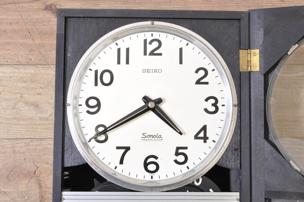 和製アンティーク　SEIKO　Sonola(セイコー・ソノーラ)　TRANSISTOR(トランジスタ)　昭和レトロ　昔懐かしい雰囲気の掛け時計(柱時計、古時計、振り子時計、トランジスタ時計)(R-072423)