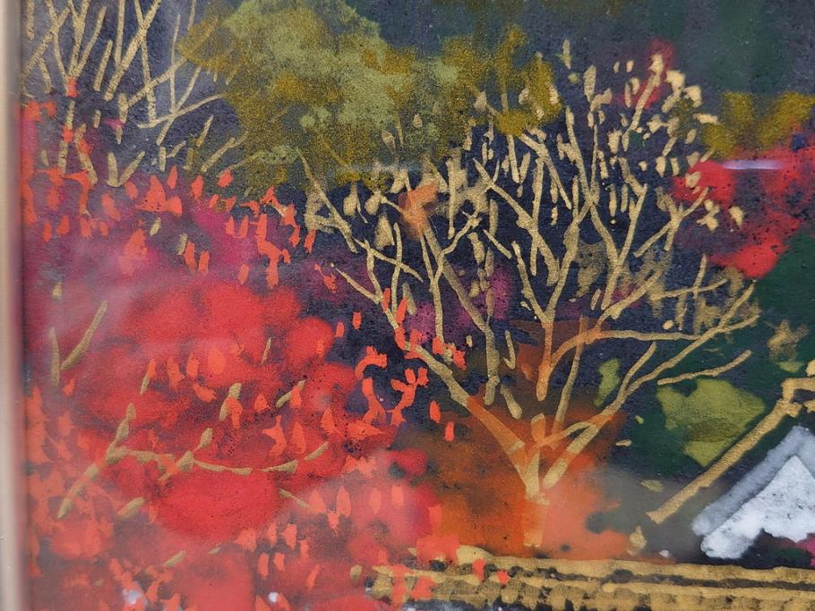真作　画家　後藤純男　「秋映大和」(日本画、絵画、共シール、額装、箱付き)(R-074608)