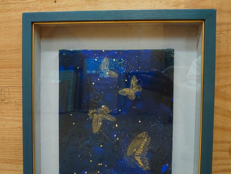 真作　現代日本画家　大竹寛子　「Psyche -gold butterfly- Vol.4」　M6(6号)(生命としての蝶、プシュケー、絵画、額装、共シール、箱付き)(R-074609)