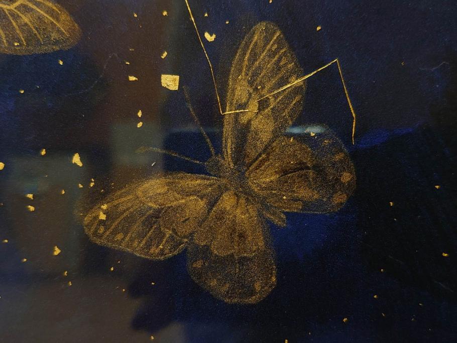真作　現代日本画家　大竹寛子　「Psyche -gold butterfly- Vol.4」　M6(6号)(生命としての蝶、プシュケー、絵画、額装、共シール、箱付き)(R-074609)