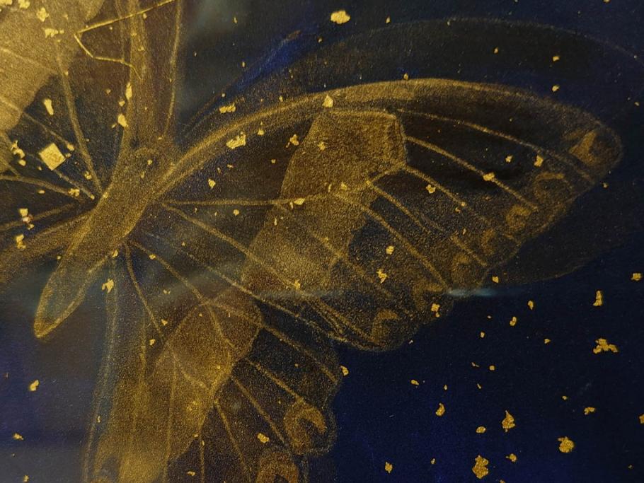 真作　現代日本画家　大竹寛子　「Psyche -gold butterfly- Vol.4」　M6(6号)(生命としての蝶、プシュケー、絵画、額装、共シール、箱付き)(R-074609)