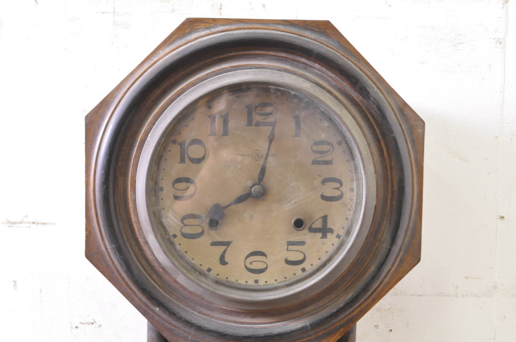 和製アンティーク　精工舎(SEIKOSHA、セイコー)　TRADE(S)MARK　8DAY　木味の温もり感じる掛け時計(柱時計、古時計、八角時計、振り子時計)(R-072176)
