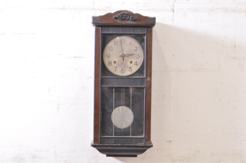 和製アンティーク　EIKEISHA(栄計舎)　TRADE(AK)MARK(トレードマーク)　30DAY　落ち着きのあるクラシカルな雰囲気が素敵な掛け時計(柱時計、古時計、振り子時計)(R-072180)