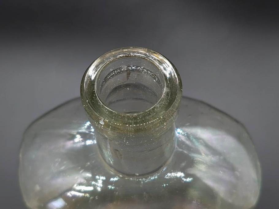 大正～昭和初期　歴史を重ねた趣のあるボトル瓶5点セット(ガラスビン、ガラス瓶、硝子、薬瓶、花瓶、花入、花器)(R-076945)