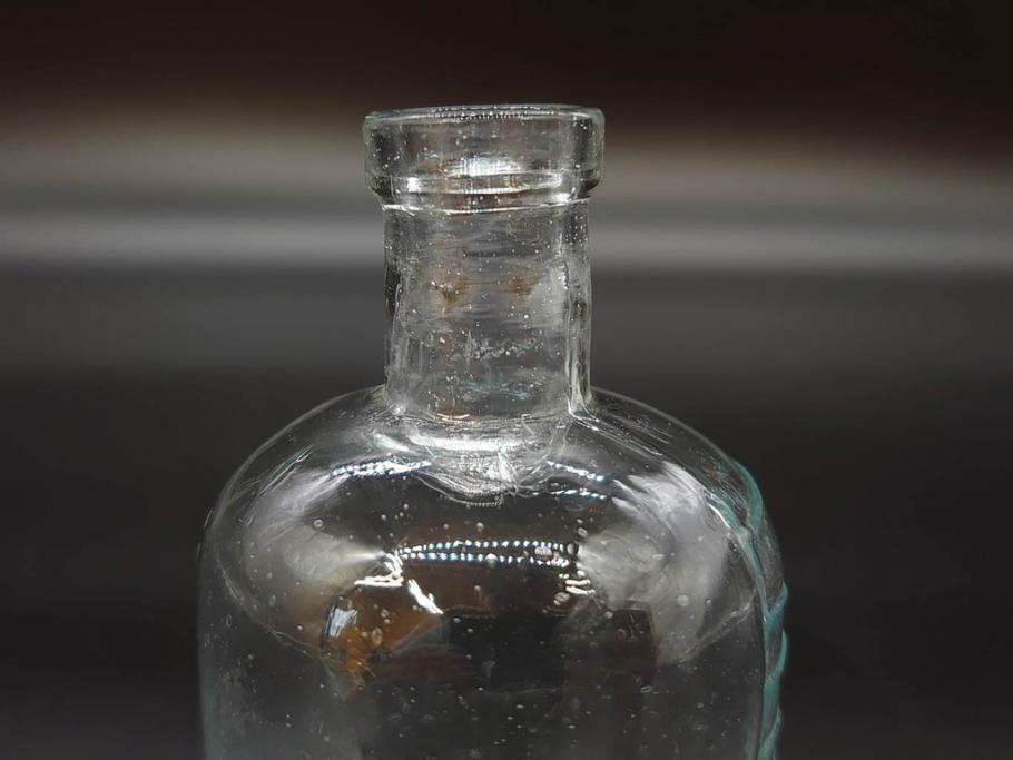 大正～昭和初期　歴史を重ねた趣のあるボトル瓶5点セット(ガラスビン、ガラス瓶、硝子、薬瓶、花瓶、花入、花器)(R-076945)