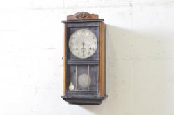 和製アンティーク　HIBINO CLOCK(日比野時計)　TRADE(H)MARK(トレードマーク)　色のコントラストが素敵な掛け時計(柱時計、古時計、振り子時計)(R-072188)