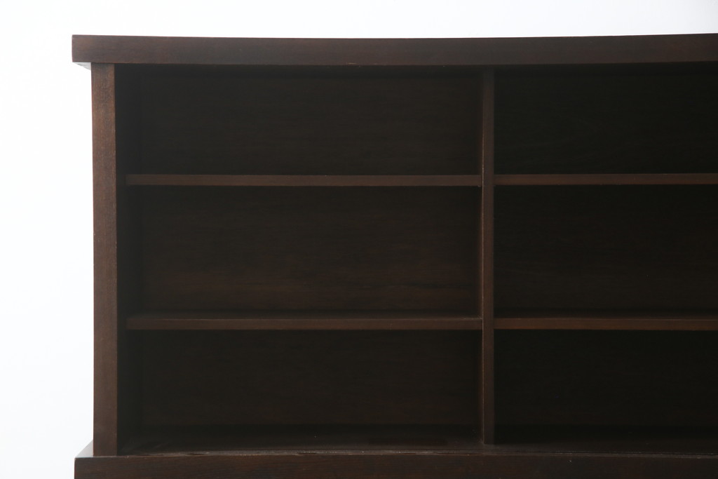 中古　希少な廃番品!!　タモ材　和モダンスタイルのお部屋とも相性抜群のシックな水屋箪笥サイドキャビネット(収納棚、戸棚、食器棚、カップボード、サイドボード)(R-079216)