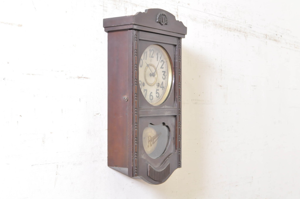 和製アンティーク　TRADE(M)MARK(トレードマーク)　REGULATOR　デザインが素敵!クラシカルな雰囲気の掛け時計(柱時計、古時計、振り子時計)(R-072191)