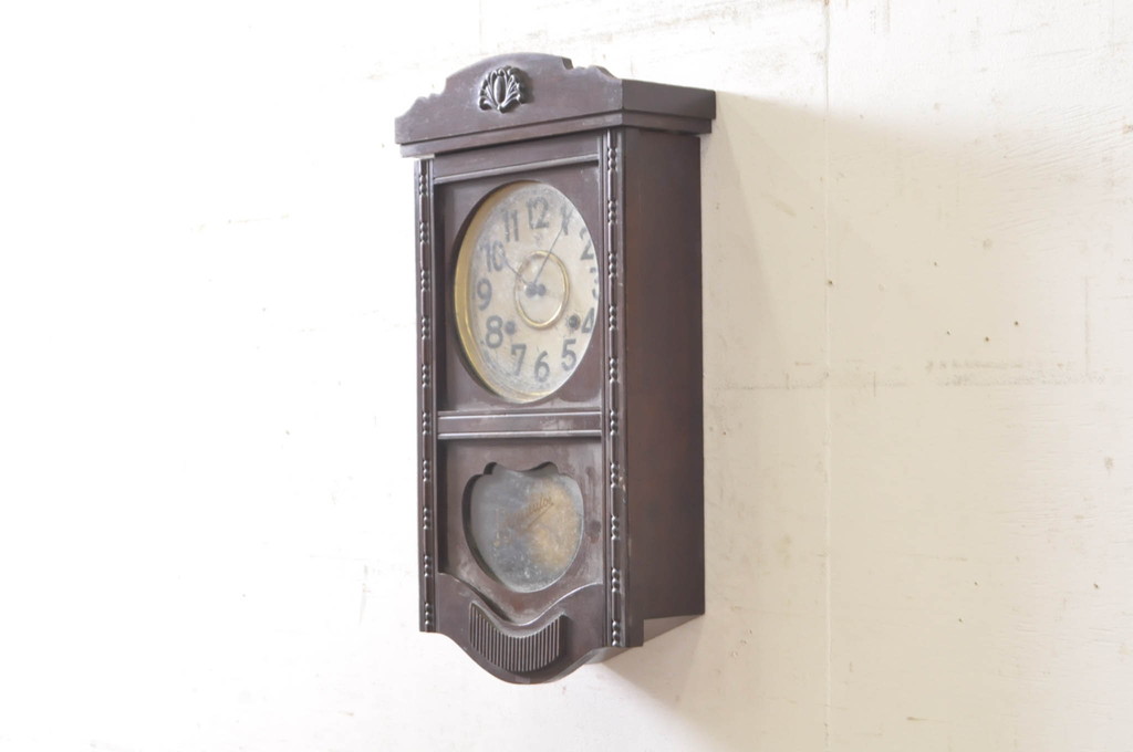和製アンティーク　TRADE(M)MARK(トレードマーク)　REGULATOR　デザインが素敵!クラシカルな雰囲気の掛け時計(柱時計、古時計、振り子時計)(R-072191)