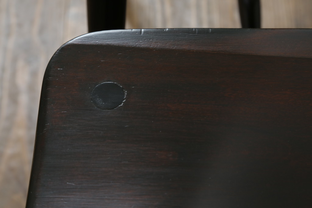 和製ビンテージ　松本民芸家具　#55型　レトロで温かみ漂うスピンドルチェア2脚セット(木製イス、板座チェア、ダイニングチェア、椅子、ヴィンテージ)(R-069621)
