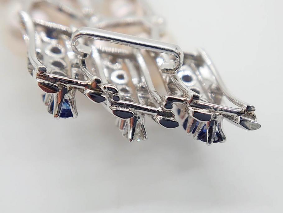 MIKIMOTO(ミキモト)　真珠　パール　K14(14金)　WG(ホワイトゴールド)　流れるようなデザインが優美な帯留め(白色金、帯締め、着物道具、アクセサリー、和装小物、紐付き、ケース付き)(R-079732)