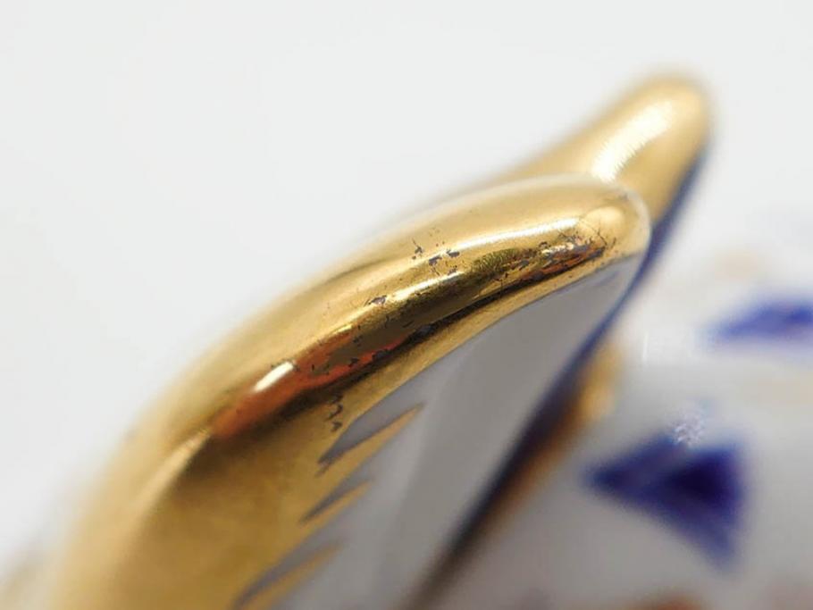 イギリス　ROYAL CROWN DERBY(ロイヤルクラウンダービー)　ペーパーウェイト　猫　うさぎ　繊細で華やかな色彩に心ときめくフィギュリン2点セット(ねこ、ネコ、兎、ウサギ、金彩、置物、磁器、ボーンチャイナ、オブジェ、ディスプレイ、英国)(R-079734)