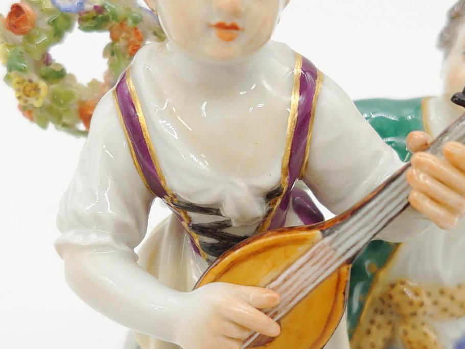 ドイツ　マイセン　Meissen　シェーンハイト　四季の寓意シリーズ　夏　匠の美技に見惚れるフィギュリン(少女、少年、農作業、金彩、置物、ディスプレイ、磁器、オブジェ)(R-079735)
