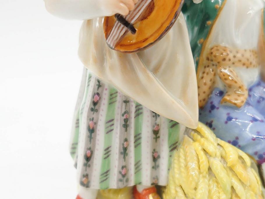 ドイツ　マイセン　Meissen　シェーンハイト　四季の寓意シリーズ　夏　匠の美技に見惚れるフィギュリン(少女、少年、農作業、金彩、置物、ディスプレイ、磁器、オブジェ)(R-079735)