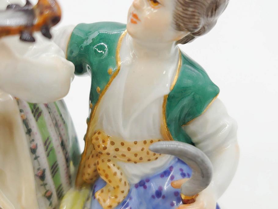 ドイツ　マイセン　Meissen　シェーンハイト　四季の寓意シリーズ　夏　匠の美技に見惚れるフィギュリン(少女、少年、農作業、金彩、置物、ディスプレイ、磁器、オブジェ)(R-079735)