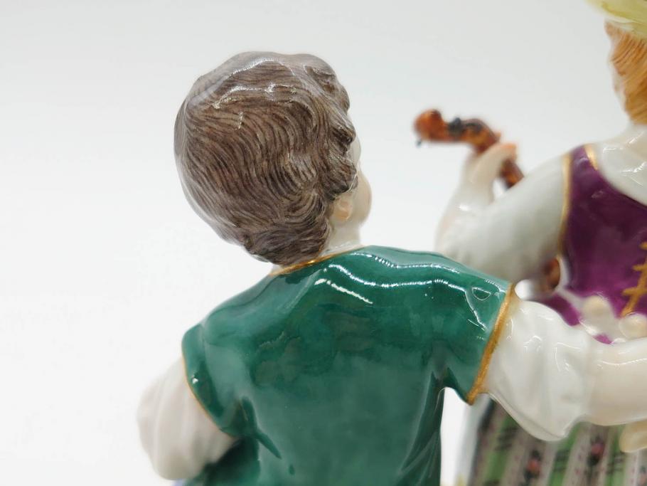 ドイツ　マイセン　Meissen　シェーンハイト　四季の寓意シリーズ　夏　匠の美技に見惚れるフィギュリン(少女、少年、農作業、金彩、置物、ディスプレイ、磁器、オブジェ)(R-079735)
