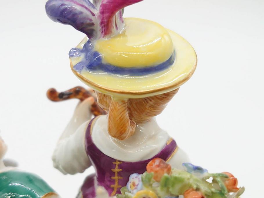 ドイツ　マイセン　Meissen　シェーンハイト　四季の寓意シリーズ　夏　匠の美技に見惚れるフィギュリン(少女、少年、農作業、金彩、置物、ディスプレイ、磁器、オブジェ)(R-079735)