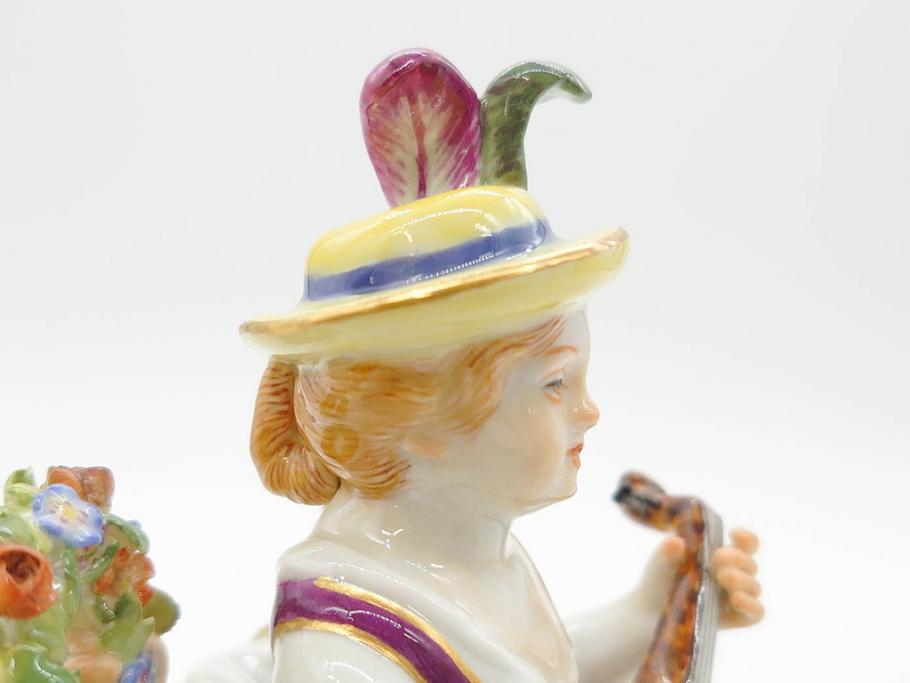 ドイツ　マイセン　Meissen　シェーンハイト　四季の寓意シリーズ　夏　匠の美技に見惚れるフィギュリン(少女、少年、農作業、金彩、置物、ディスプレイ、磁器、オブジェ)(R-079735)