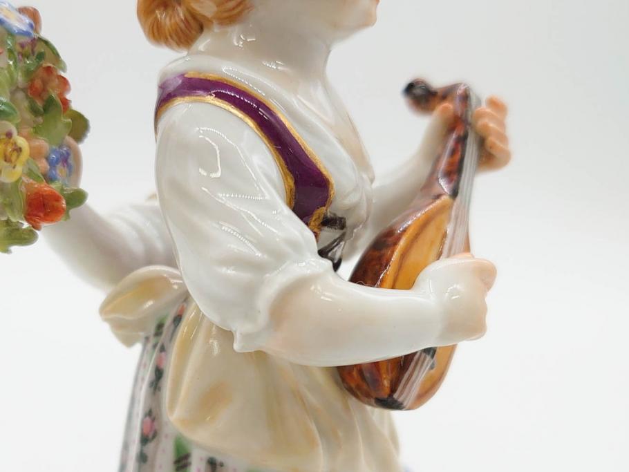 ドイツ　マイセン　Meissen　シェーンハイト　四季の寓意シリーズ　夏　匠の美技に見惚れるフィギュリン(少女、少年、農作業、金彩、置物、ディスプレイ、磁器、オブジェ)(R-079735)