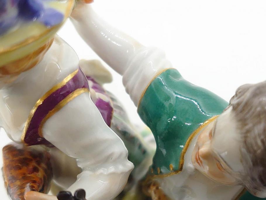 ドイツ　マイセン　Meissen　シェーンハイト　四季の寓意シリーズ　夏　匠の美技に見惚れるフィギュリン(少女、少年、農作業、金彩、置物、ディスプレイ、磁器、オブジェ)(R-079735)