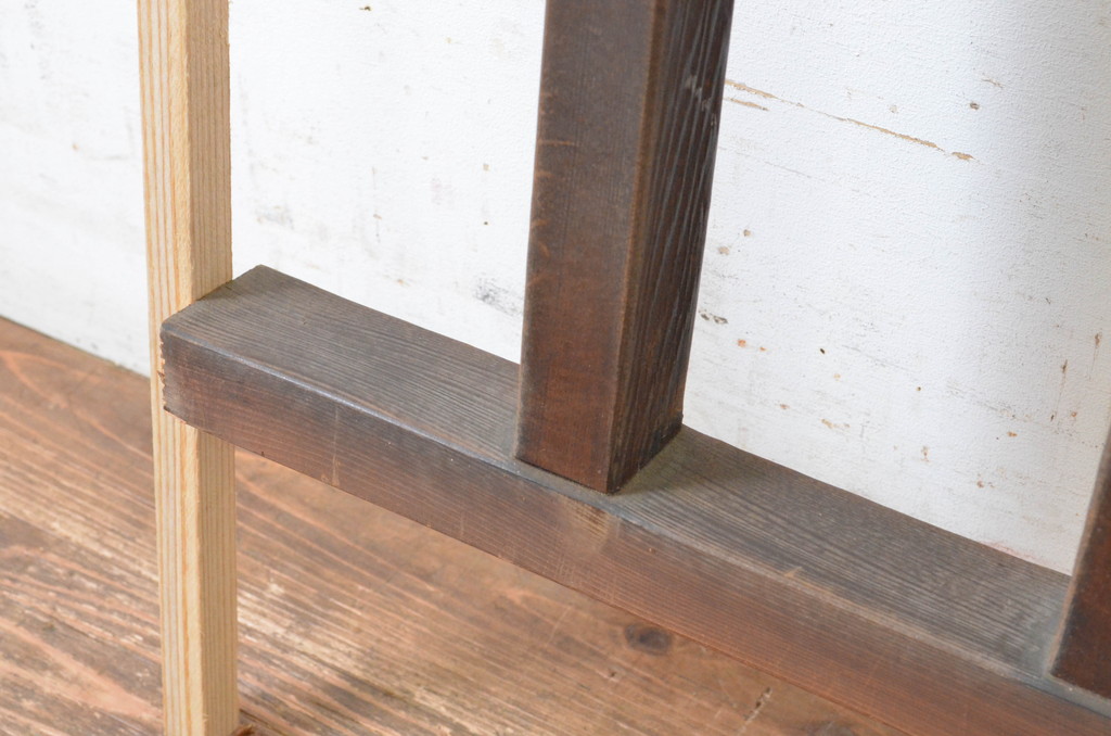 和製アンティーク　昭和初期　立派な古いお屋敷で使われていた幅約1.8メートルの手すり(手摺、柵、欄干、木製フェンス)(R-065278)