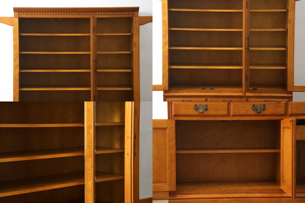 中古　横浜ダニエル(daniel)　アーリーアメリカンシリーズ　A-203　優雅な佇まいが上品なチャイナキャビネット(食器棚、カップボード、収納棚、飾り棚)(定価約84万円)(R-072799)
