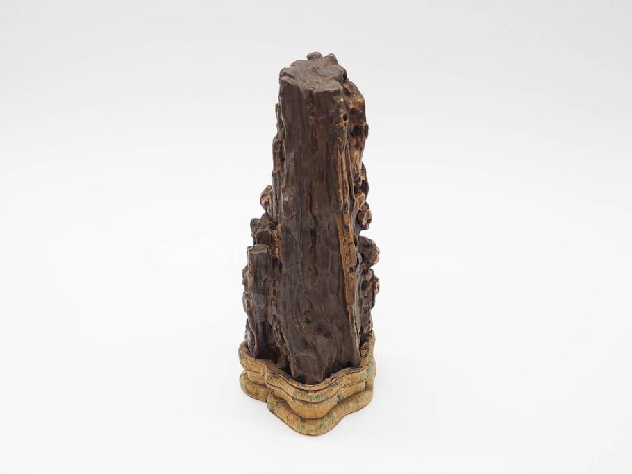 時代物　中国古玩　鑑賞石　盆石　台付(置物、ディスプレイ、台座付き)(R-070226)