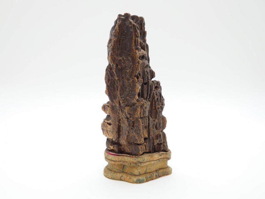 時代物　中国古玩　鑑賞石　盆石　台付(置物、ディスプレイ、台座付き)(R-070226)