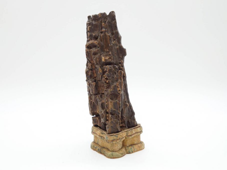 時代物　中国古玩　鑑賞石　盆石　台付(置物、ディスプレイ、台座付き)(R-070226)