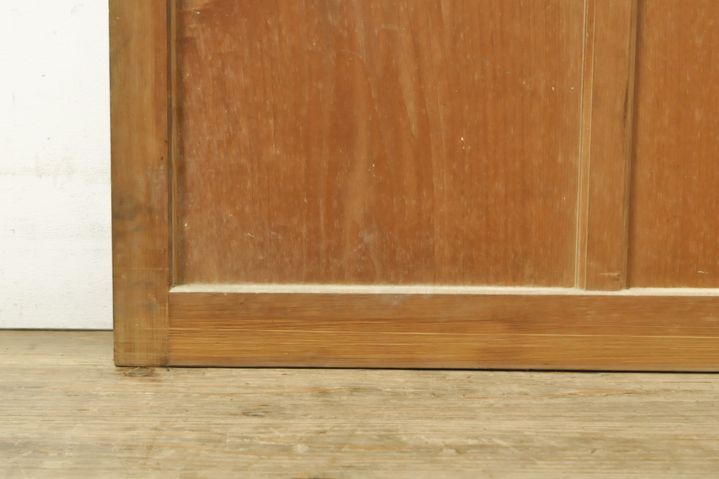 アンティーク建具　昭和初期　お洒落な格子が目を引くすりガラス入りガラス戸2枚セット(引き戸、建具)(R-059318)