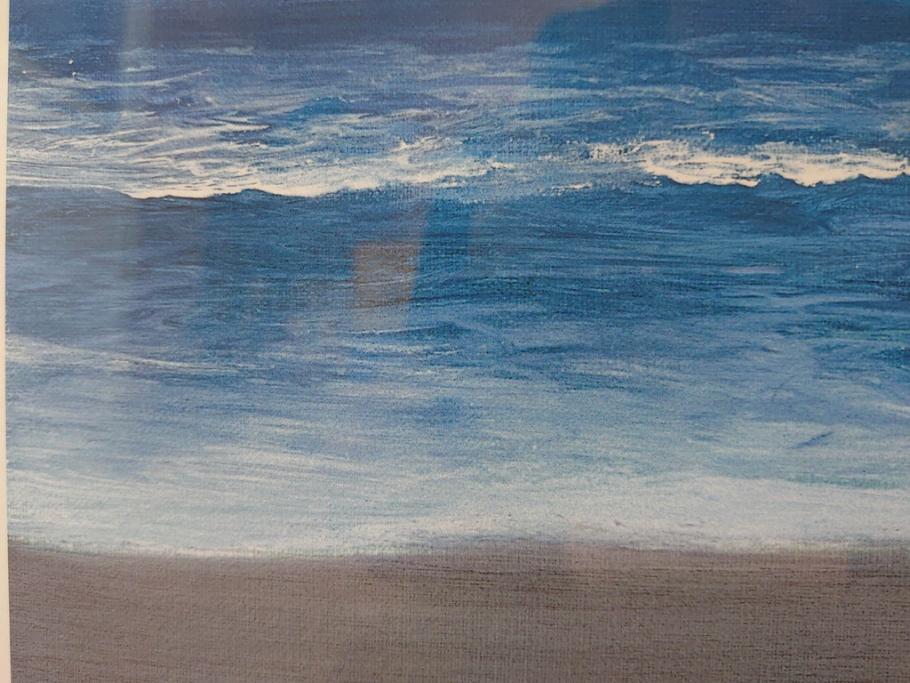 【真作】 加山雄三　サイン入り　4/100　リトグラフ(海、波、版画、額装、風景画)(R-074612)