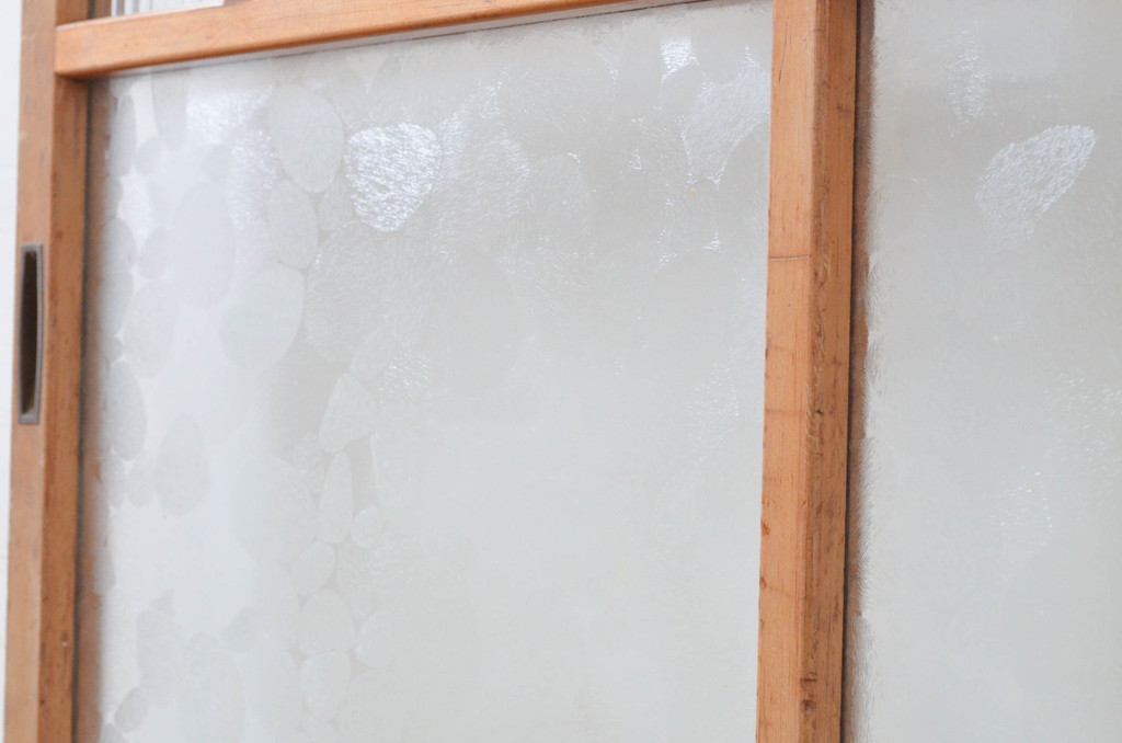 アンティーク建具　ガラスの模様が素敵!レトロな空間づくりにオススメのガラス戸2枚セット(引き戸)(R-072559)