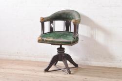 アンティーク雑貨　ラフジュ工房オリジナル　アンティークペイントがお洒落な丸スツール(椅子、チェア、丸イス)(1)