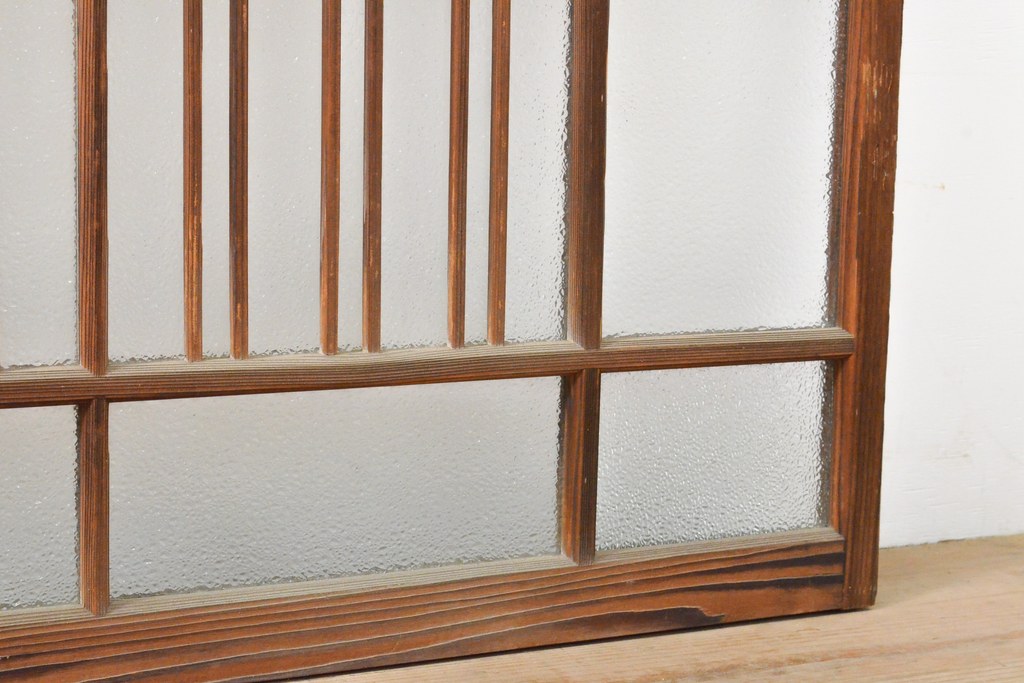 アンティーク建具　大正ロマンの雰囲気あふれるガラス窓2枚セット(ガラス戸、引き戸、建具)(R-059429)