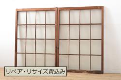 アンティーク建具　明治大正期　総ケヤキ材　腰板の金具が重厚感を高める富山蔵戸(玄関戸、玄関ドア、引き戸)(R-051229)