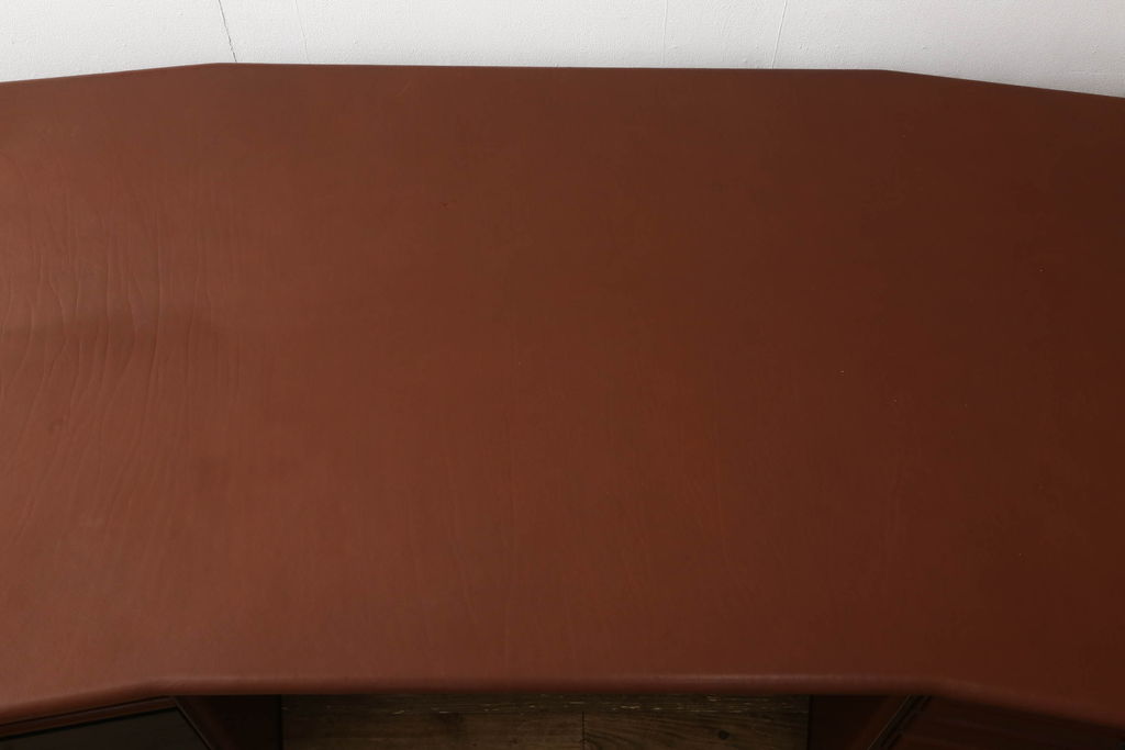 中古　美品　希少!イタリア高級家具　すべて本革張りの贅沢な作り!デスクとチェアのセット(レザー、机、椅子、イス)(R-057144)