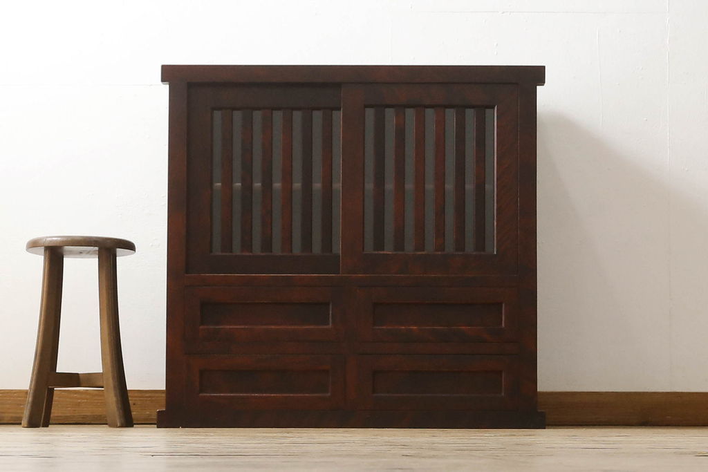 中古　美品　北の匠　山室家具製作所　シンプルなデザインで取り入れやすい水屋箪笥サイドボード(収納棚、戸棚、食器棚)(R-058436)
