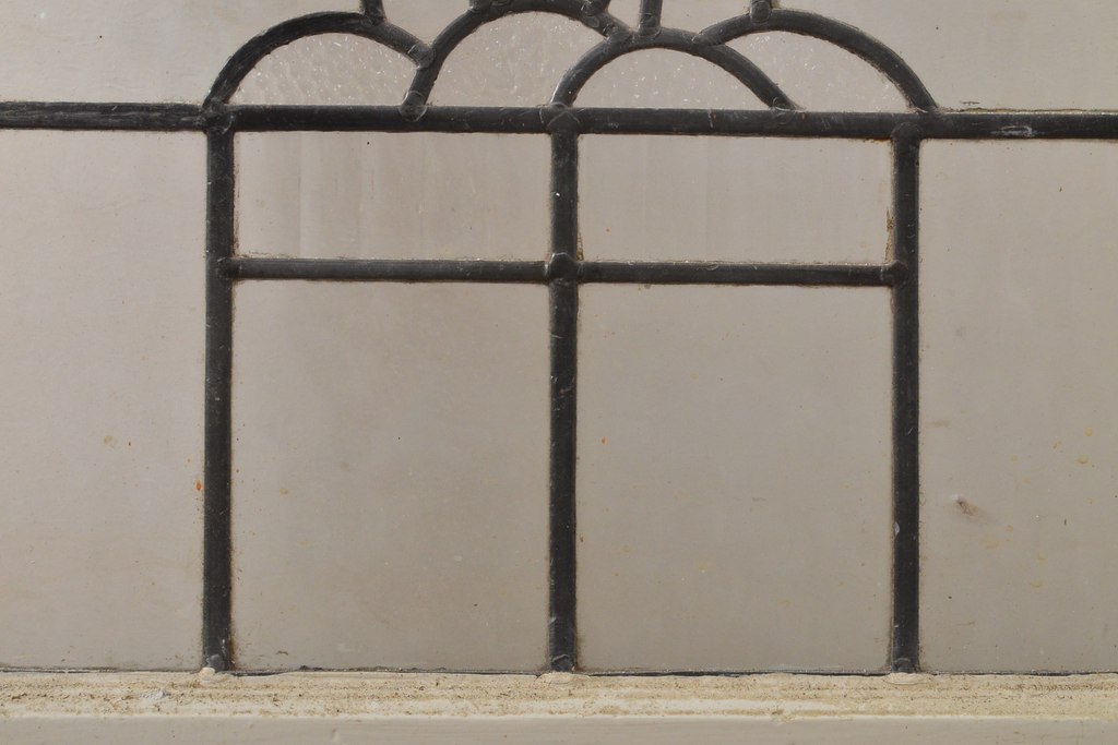 イギリスアンティーク　シャビーな風合いがお洒落なステンドグラスドア1枚(扉、ガラス戸、建具)(R-055980)
