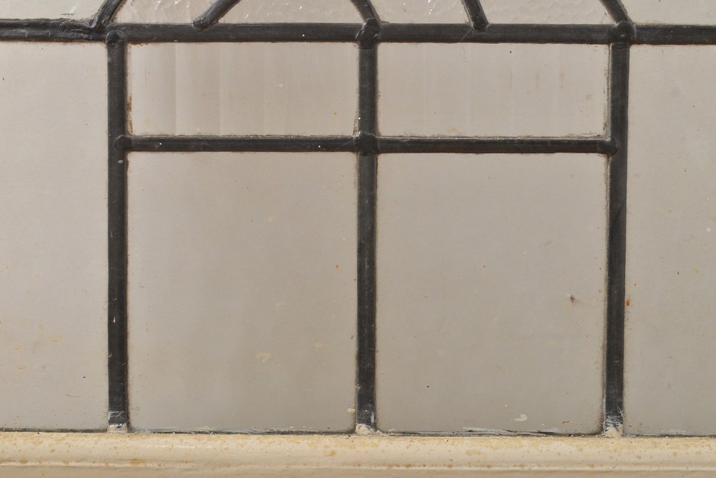 イギリスアンティーク　シャビーな風合いがお洒落なステンドグラスドア1枚(扉、ガラス戸、建具)(R-055980)