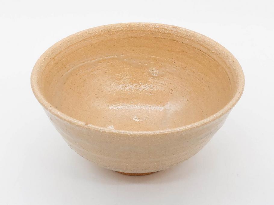 人間国宝　中里無庵(中里太郎右衛門)　唐津　宝珠　約15cm　4.9寸　和の味わいのある茶碗(抹茶碗、煎茶道具、茶道具、茶器、和食器、四寸九分、御物袋付き、外箱付き、共箱付き)(R-079746)