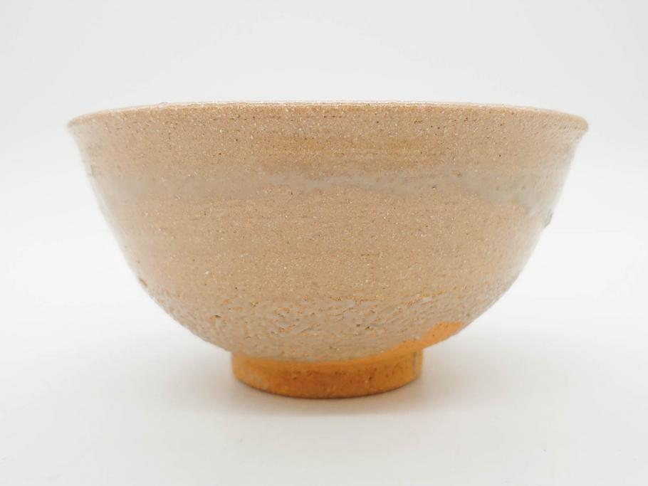 人間国宝　中里無庵(中里太郎右衛門)　唐津　宝珠　約15cm　4.9寸　和の味わいのある茶碗(抹茶碗、煎茶道具、茶道具、茶器、和食器、四寸九分、御物袋付き、外箱付き、共箱付き)(R-079746)