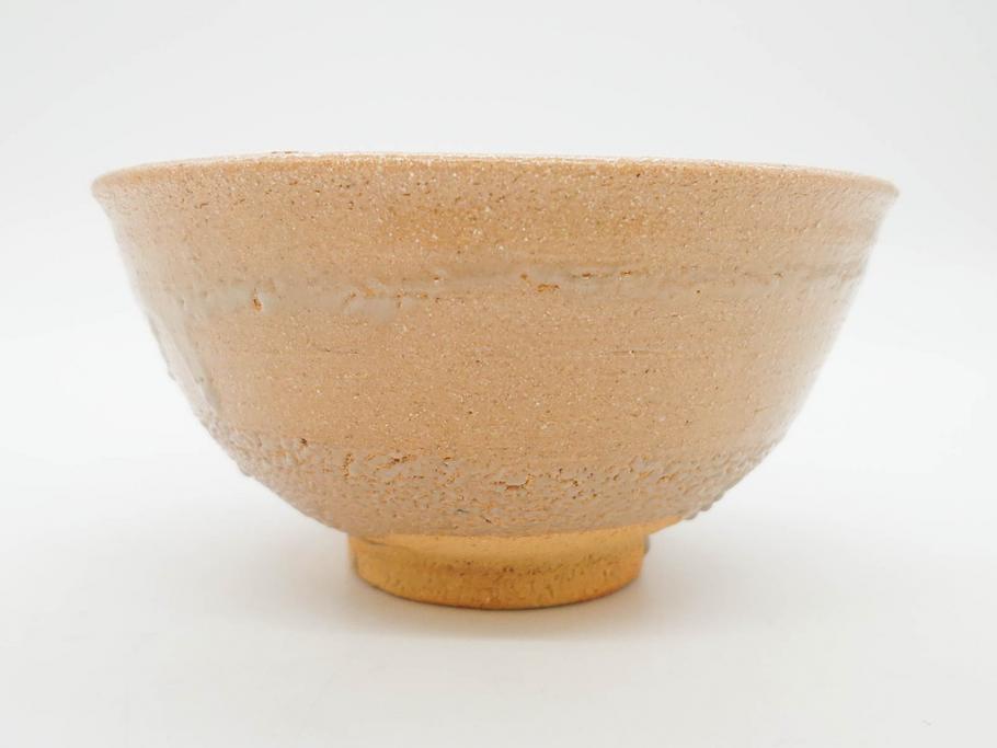 人間国宝　中里無庵(中里太郎右衛門)　唐津　宝珠　約15cm　4.9寸　和の味わいのある茶碗(抹茶碗、煎茶道具、茶道具、茶器、和食器、四寸九分、御物袋付き、外箱付き、共箱付き)(R-079746)