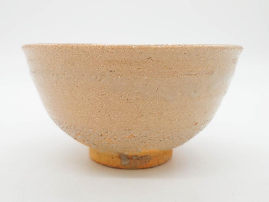 人間国宝　中里無庵(中里太郎右衛門)　唐津　宝珠　約15cm　4.9寸　和の味わいのある茶碗(抹茶碗、煎茶道具、茶道具、茶器、和食器、四寸九分、御物袋付き、外箱付き、共箱付き)(R-079746)