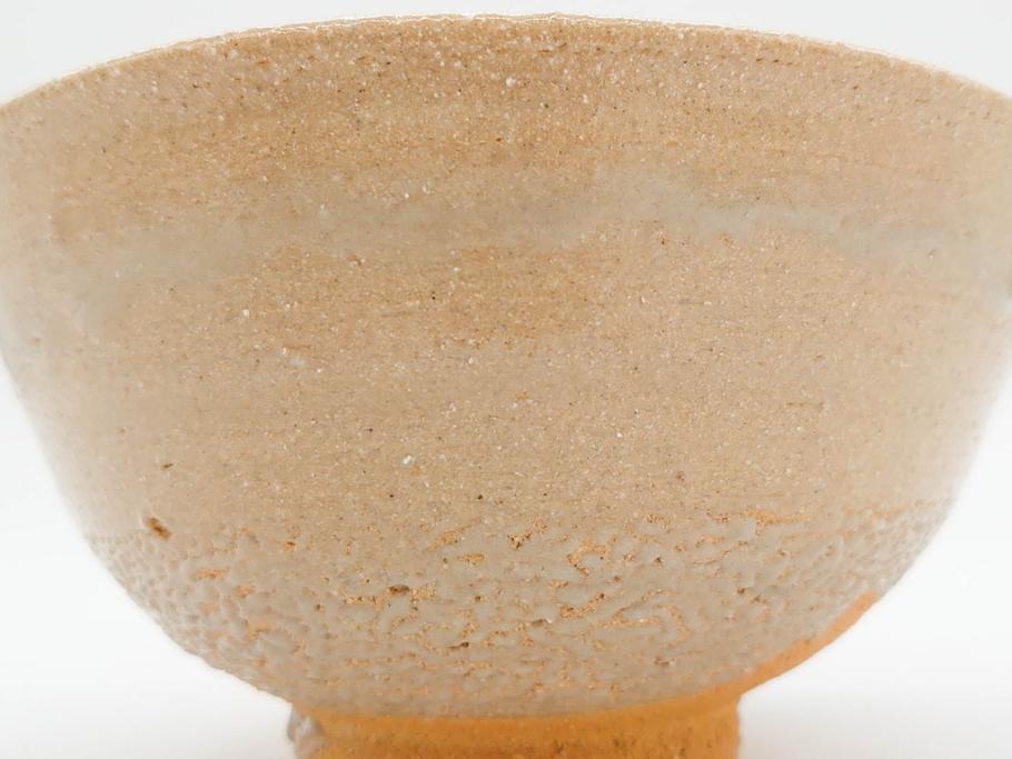 人間国宝　中里無庵(中里太郎右衛門)　唐津　宝珠　約15cm　4.9寸　和の味わいのある茶碗(抹茶碗、煎茶道具、茶道具、茶器、和食器、四寸九分、御物袋付き、外箱付き、共箱付き)(R-079746)